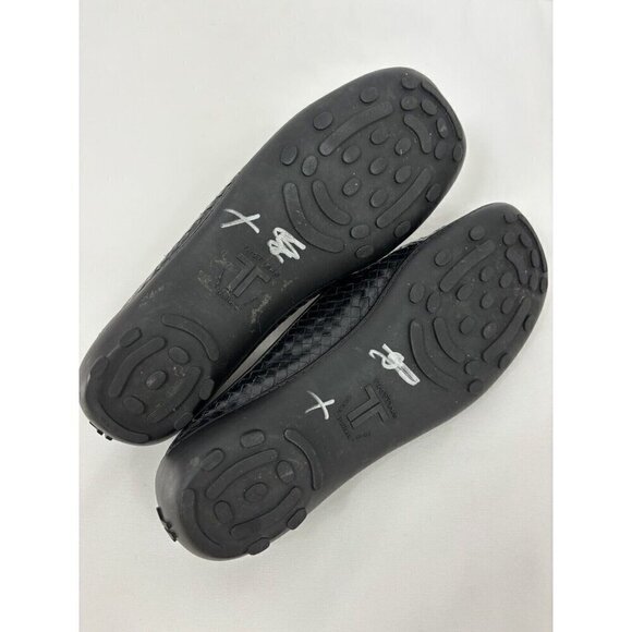 Trotters Woven Mules Loafers Black Leather 7.5 M Slip On Comfort Basket Weave - Picture 5 of 9